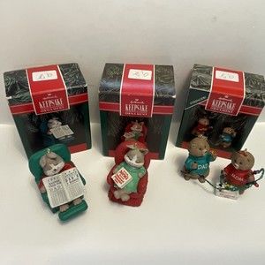 Lot of 1992 Hallmark Ornament Christmas Memories Mom Dad and Stringer